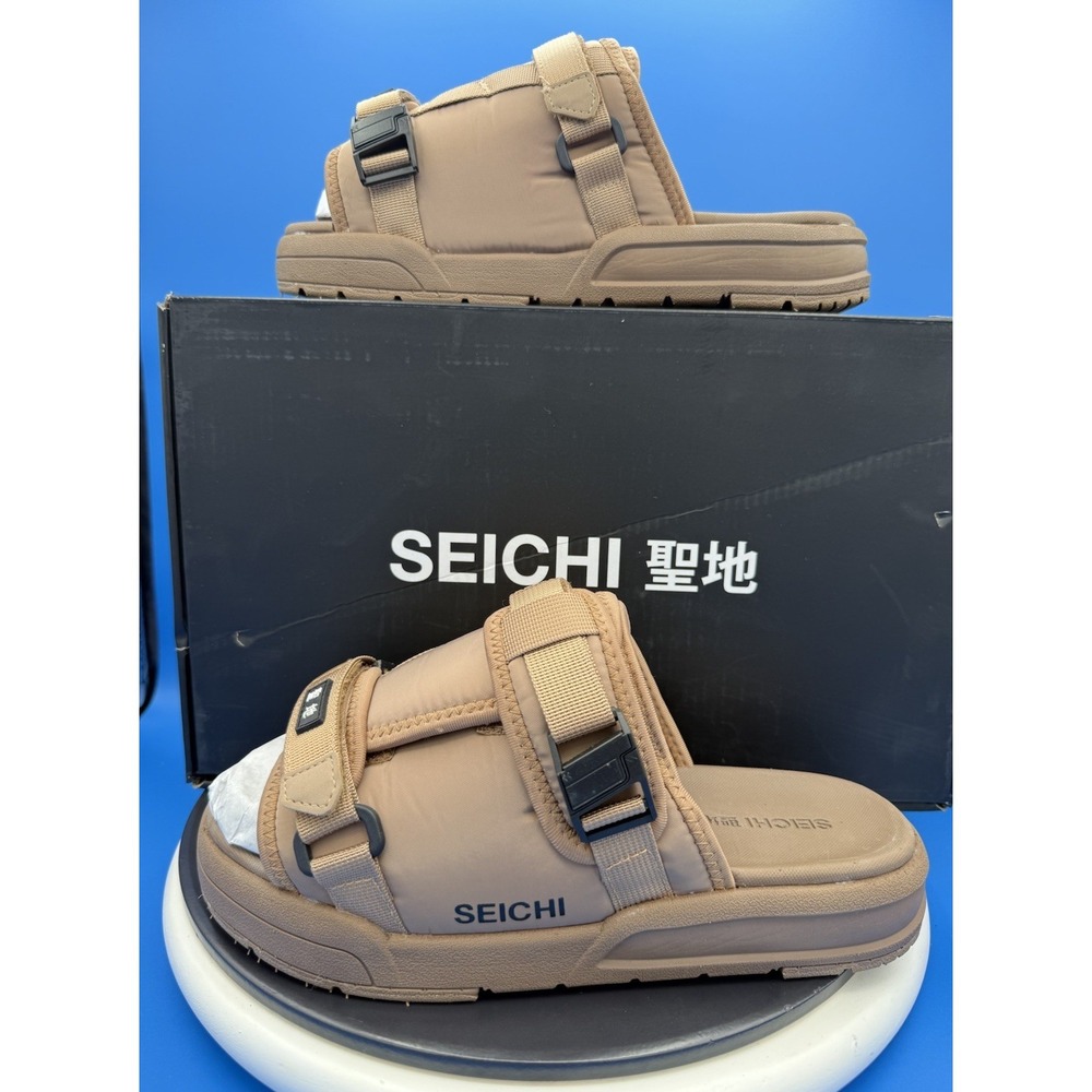Seichi Yoroi V2 Mens Size 9 Mocha Brown Slip On Open Toe Platform Slide Sandals